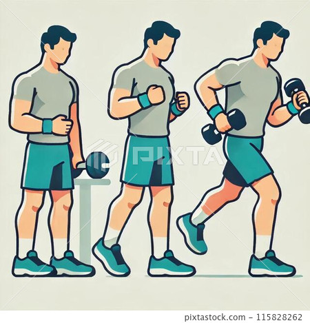 一個男人做肌肉訓練的插圖 一個男人做肌肉訓練的插圖 115828262