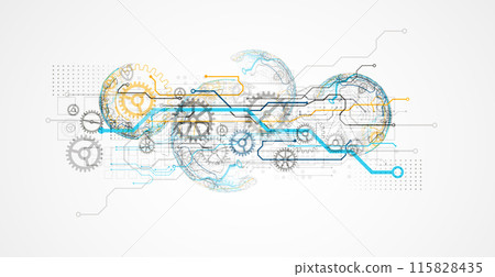 Abstract technology concept. Circuit board, high computer color background. Vector illustration with space for content, web - template, business tech presentation. 115828435