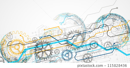 Abstract technology concept. Circuit board, high computer color background. Vector illustration with space for content, web - template, business tech presentation. 115828436