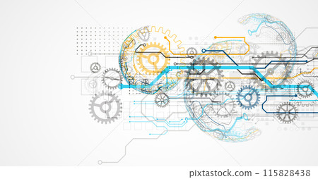 Abstract technology concept. Circuit board, high computer color background. Vector illustration with space for content, web - template, business tech presentation. 115828438