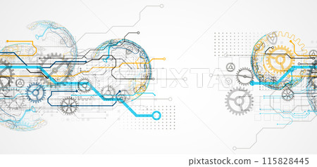 Abstract technology concept. Circuit board, high computer color background. Vector illustration with space for content, web - template, business tech presentation. 115828445