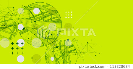 Vector abstract background with a wireframe dynamic pipes, line and particles inside circle. Vector abstract background with a wireframe dynamic pipes, line and particles inside circle. 115828684