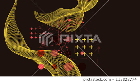 The abstract wave is made in a frame style. Template for science and technology presentation. Hand drawn vector art. The abstract wave is made in a frame style. Template for science and technology presentation. Hand drawn vector art. 115828774