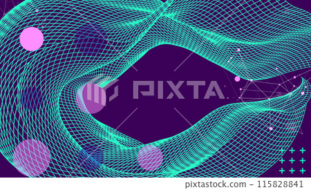 The abstract wave is made in a frame style. Template for science and technology presentation. Hand drawn vector art. The abstract wave is made in a frame style. Template for science and technology presentation. Hand drawn vector art. 115828841
