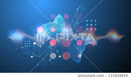 Modern science technology abstract background using circle shapes. Wireframe spot surface illustration.  Vector 115828854