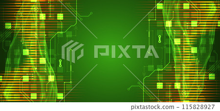 Wireframe Big Data concept. Abstract digital futuristic vector illustration on technology background. Data mining and management concept. Hand drawn art. 115828927