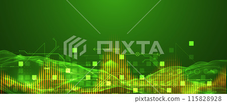 Wireframe Big Data concept. Abstract digital futuristic vector illustration on technology background. Data mining and management concept. Hand drawn art. 115828928