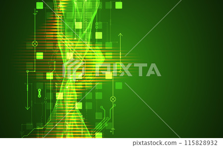 Wireframe Big Data concept. Abstract digital futuristic vector illustration on technology background. Data mining and management concept. Hand drawn art. 115828932