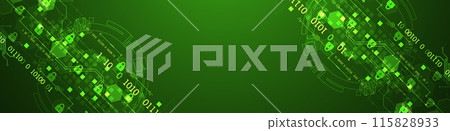 Secure digital background. Virtual confidential, programming protection. Hand drawn vector. 115828933