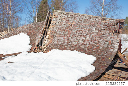 Collapsed structure destroyed by snowfall in Finland Collapsed structure destroyed by snowfall in Finland 115829257