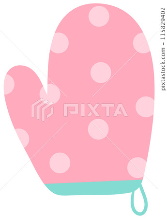 Cute cooking kitchenware in Children Style Cartoon illustration kitchen gloves 115829402