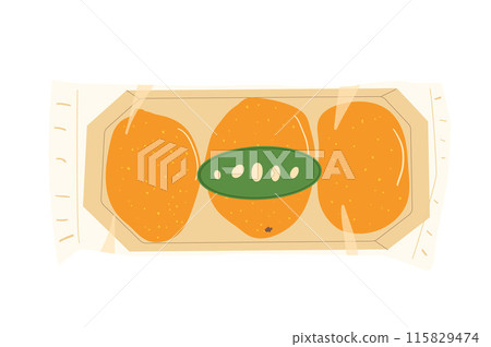 Sweet granadilla. Pack of tropical fruit set. Yellow passion fruit. Vector illustration isolated on white background. 115829474