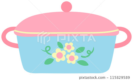 Cute cooking kitchenware in Children Style Cartoon illustration cooking pot Cute cooking kitchenware in Children Style Cartoon illustration cooking pot 115829589