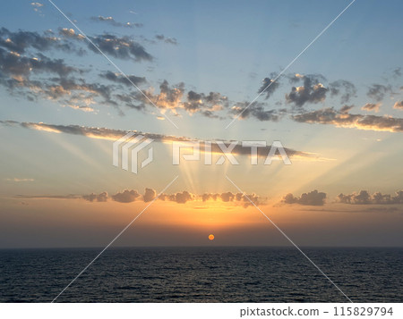 Beautiful sunset over the Aegean Sea 115829794