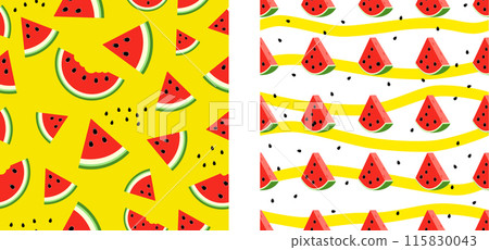 Set seamless pattern with slice watermelon. juicy water melon pattern Set seamless pattern with slice watermelon. juicy water melon pattern 115830043