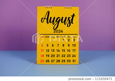August 2024 annual monthly desk calendar for planning and management 115830471
