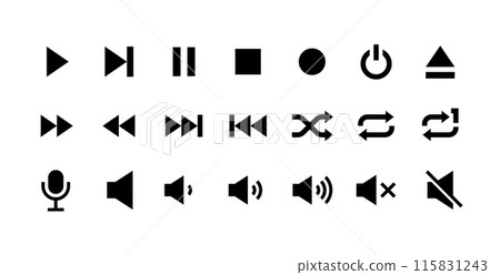 音訊播放符號等的向量圖示集。 115831243