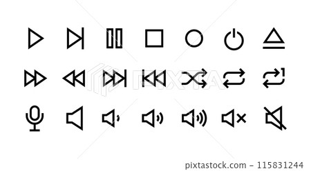 音訊播放符號等的向量圖示集。 115831244