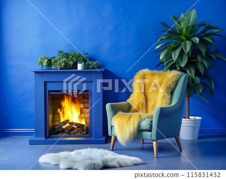 blue interior of living room blue interior of living room 115831432