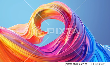 Harmonious dance of vibrant digital waves entwined with colors 115833030