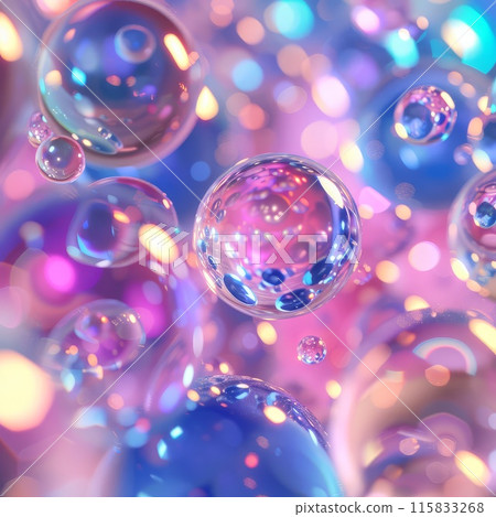Floating pink and blue bubbles on abstract background 115833268