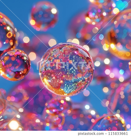Floating bubbles on a shiny blue background 115833661