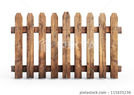 Wooden fence isolated on white background 115835236