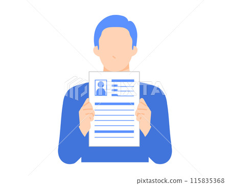 一個男人展示簡歷的簡單而平面的插圖 115835368