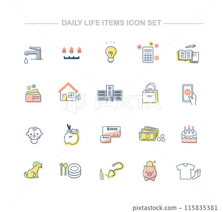 Living expenses and lifestyle icon set 1 Living expenses and lifestyle icon set 1 115835381