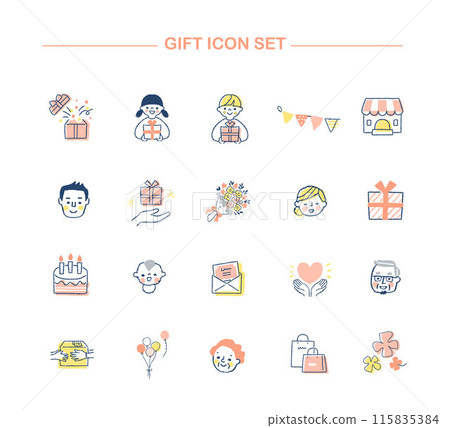 Gifts and presents icon set 115835384