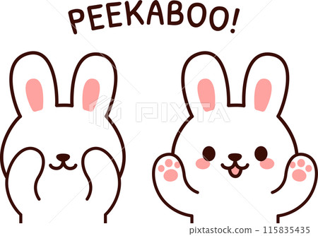 Cute cartoon bunny playing Peekaboo Cute cartoon bunny playing Peekaboo 115835435
