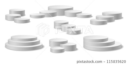 White blank round podiums White blank round podiums 115835620