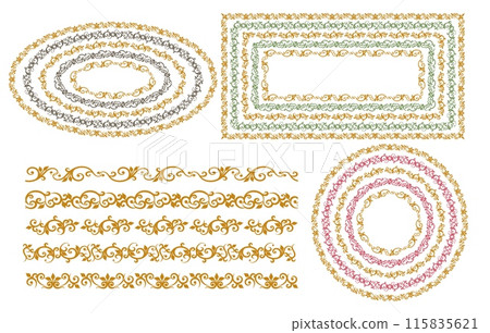 Vintage seamless pattern brushes set Vintage seamless pattern brushes set 115835621