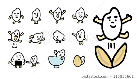 濃眉的可愛稻米人物插畫 115835661