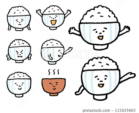 可愛的米飽滿的人物插畫 115835665
