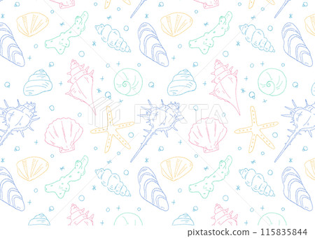 Seashell seamless pattern, hand drawn 115835844