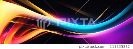 Abstract colorful light lines on dark background. 3D Rendering 115835882