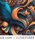 Abstract 3d illustration of colorful swirls, digital artwork for creative graphic design 115835889