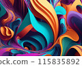 Abstract 3d illustration of colorful swirls, digital artwork for creative graphic design 115835892