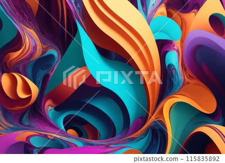 Abstract 3d illustration of colorful swirls, digital artwork for creative graphic design Abstract 3d illustration of colorful swirls, digital artwork for creative graphic design 115835892