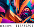 Abstract 3d illustration of colorful swirls, digital artwork for creative graphic design 115835894