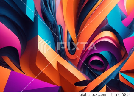 Abstract 3d illustration of colorful swirls, digital artwork for creative graphic design Abstract 3d illustration of colorful swirls, digital artwork for creative graphic design 115835894