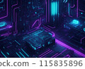 Abstract technology background, circuit board, 3d rendering, computer digital illustration. 115835896