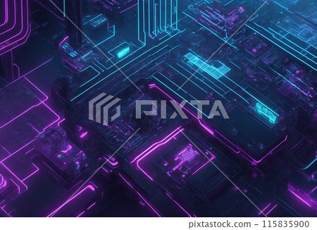 Abstract technology background, circuit board, 3d rendering, computer digital illustration. 115835900