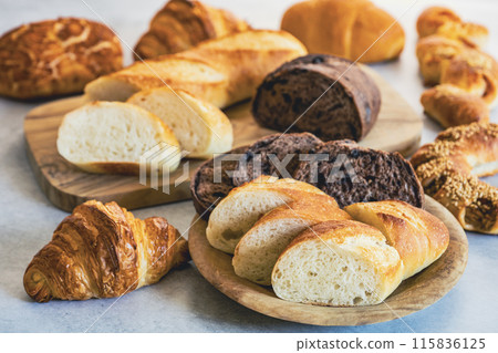 A delicious collection of breads 115836125