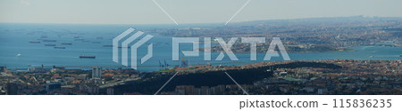 panorama view of of Bosporus in Istanbul in turkey . panorama view of of Bosporus in Istanbul in turkey . 115836235