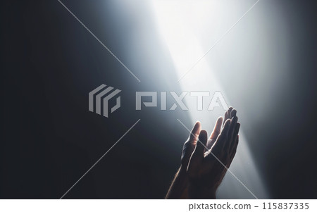 Praying Hands under the God Light 115837335