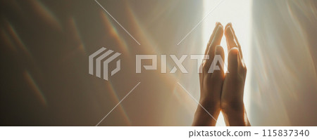Praying Hands under the God Light 115837340