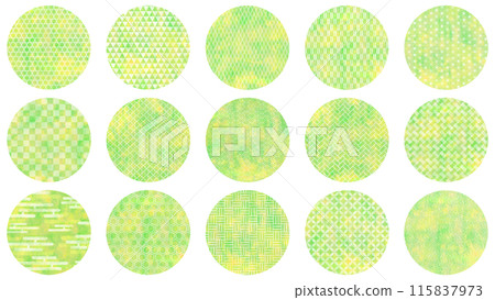 Japanese pattern set, circular, yellow-green 115837973