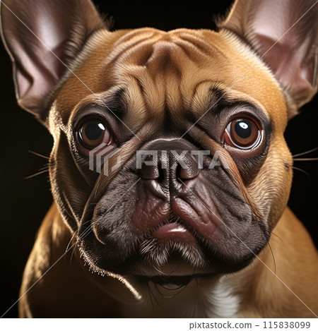 French Bulldog, affectionate, bat ears, compact, muscular, medium size, companion dog, playful, easygoing temperament, brachycephalic breed, snorting sounds 115838099